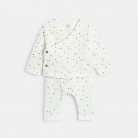 Obaibi Ensemble 3 pieces coton etoiles blanc naissance garcon