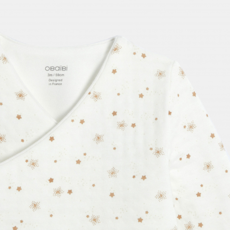 Obaibi Ensemble 3 pieces coton etoiles blanc naissance garcon