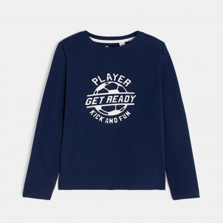 Okaidi T-shirt manches longues a message bleu marine Garcon