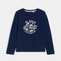 Okaidi T-shirt manches longues a message bleu marine Garcon