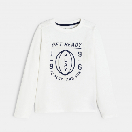 Okaidi T-shirt manches longues a message blanc Garcon