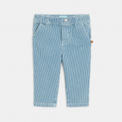 Obaibi Pantalon raye twill bleu bebe garcon
