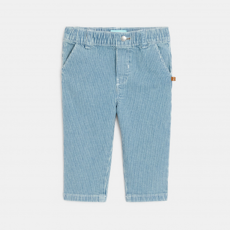 Obaibi Pantalon raye twill bleu bebe garcon
