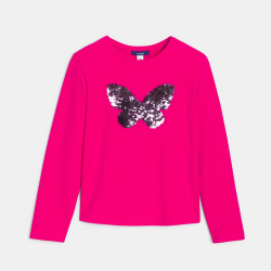 Okaidi T-shirt manches longues a sequins magiques rose Fille