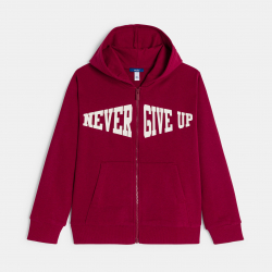 Okaidi Sweat-shirt a capuche a message rouge Garcon