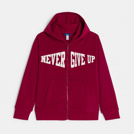 Okaidi Sweat-shirt a capuche a message rouge Garcon