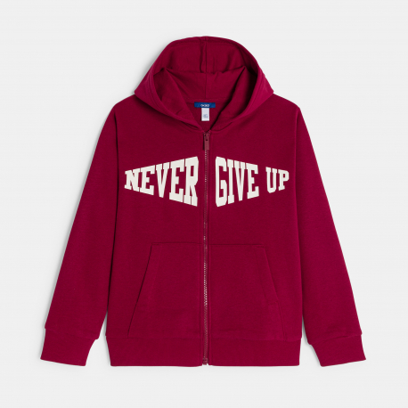 Okaidi Sweat-shirt a capuche a message rouge Garcon