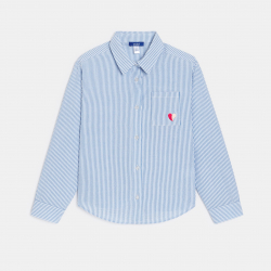 Okaidi Chemise rayee motif c?ur brode bleu Fille