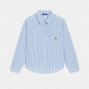 Okaidi Chemise rayee motif c?ur brode bleu Fille