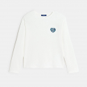 Okaidi T-shirt manches longues c?ur leopard blanc Fille