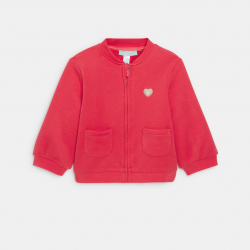Obaibi Sweat zippe molleton rouge bebe fille