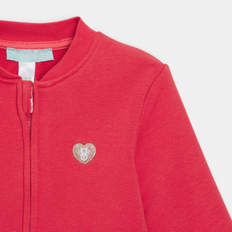 Obaibi Sweat zippe molleton rouge bebe fille