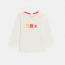 Obaibi T-shirt col claudine blanc bebe fille