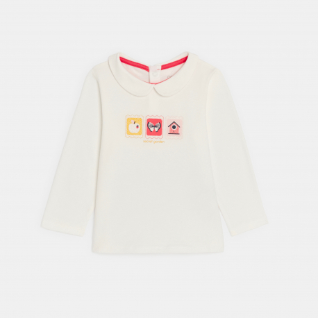 Obaibi T-shirt col claudine blanc bebe fille