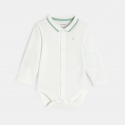 Obaibi Salopette longue coton fantaisie raye et body vert bebe garcon