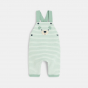 Obaibi Salopette longue coton fantaisie raye et body vert bebe garcon