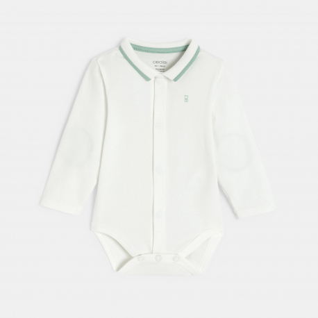 Obaibi Salopette longue coton fantaisie raye et body vert bebe garcon