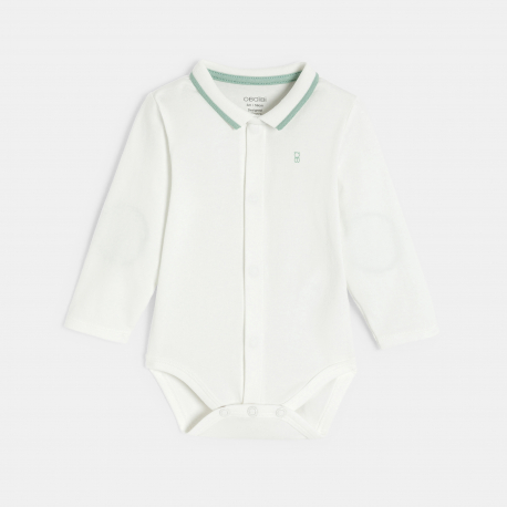 Obaibi Salopette longue coton fantaisie raye et body vert bebe garcon