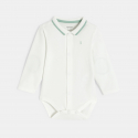 Obaibi Salopette longue coton fantaisie raye et body vert bebe garcon