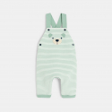 Obaibi Salopette longue coton fantaisie raye et body vert bebe garcon
