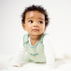 Obaibi Salopette maille tricot et body vert bebe naissance garcon