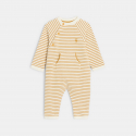 Obaibi Combi longue molleton rayee jaune bebe garcon