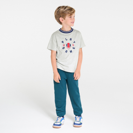 Okaidi T-shirt manches courtes a message gris chine Garcon