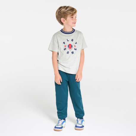 Okaidi T-shirt manches courtes a message gris chine Garcon