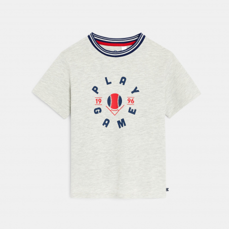 Okaidi Μπλούζα κοντομάνικη με μήνυμα, γκρι για αγόρια