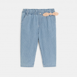 Obaibi Pantalon fine rayure bleu bebe fille
