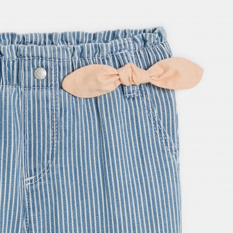Obaibi Pantalon fine rayure bleu bebe fille