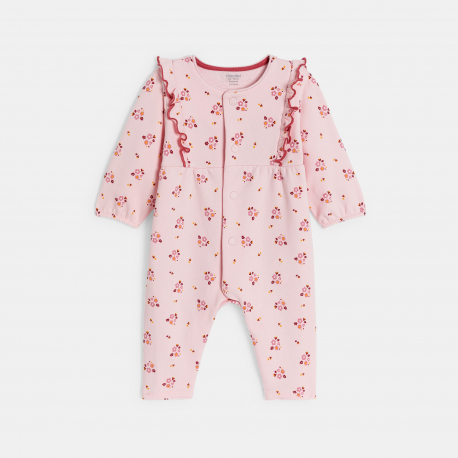 Obaibi Combinaison longue fleurie rose bebe fille
