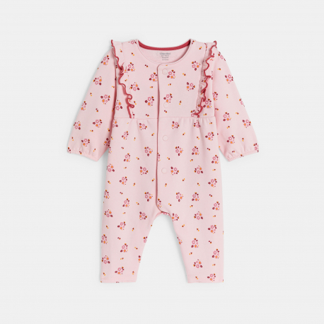 Obaibi Combinaison longue fleurie rose bebe fille
