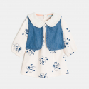Obaibi Robe molleton leger et gilet denim blanc bebe fille