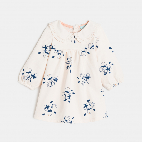 Obaibi Robe molleton leger et gilet denim blanc bebe fille