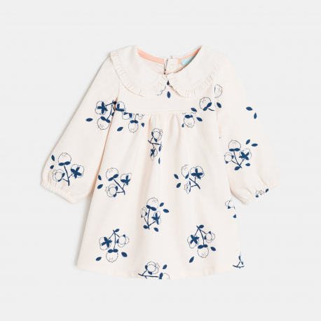 Obaibi Robe molleton leger et gilet denim blanc bebe fille