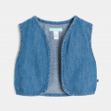 Obaibi Robe molleton leger et gilet denim blanc bebe fille