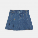 Okaidi Jupe courte plissee en jean bleu Fille