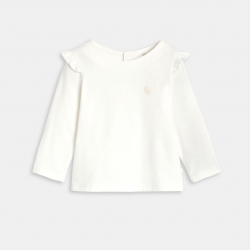 Obaibi Top manches longues a volants blanc bebe fille