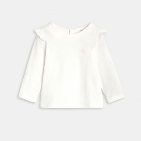 Obaibi Top manches longues a volants blanc bebe fille