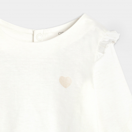 Obaibi Top manches longues a volants blanc bebe fille