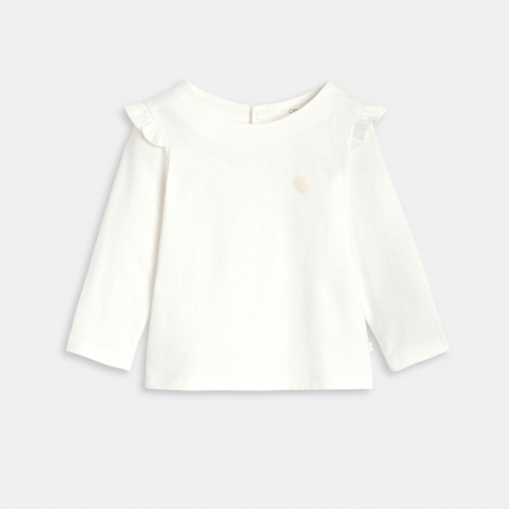 Obaibi Top manches longues a volants blanc bebe fille