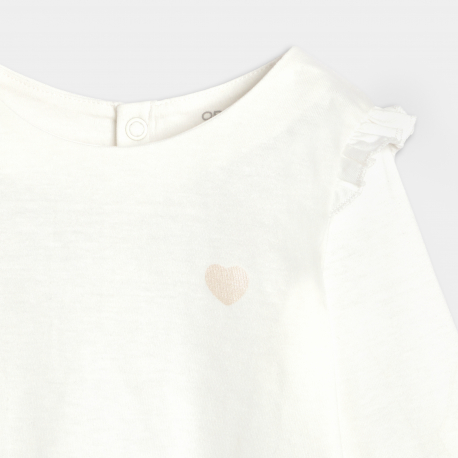 Obaibi Top manches longues a volants blanc bebe fille