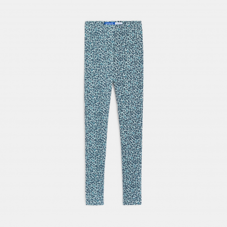 Okaidi Leggings longs leopard en jersey bleu Fille