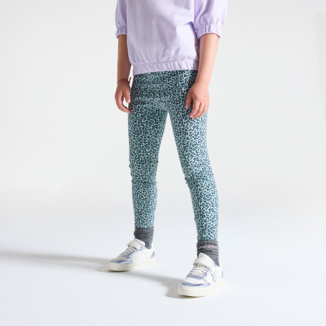 Okaidi Leggings longs leopard en jersey bleu Fille