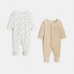 Obaibi Dors-bien velours ourson marron bebe garcon (lot de 2)