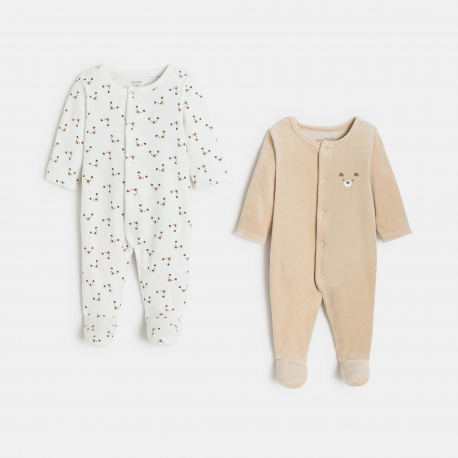 Obaibi Dors-bien velours ourson marron bebe garcon (lot de 2)
