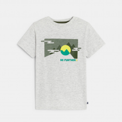 Okaidi T-shirt manches courtes a message gris chine Garcon