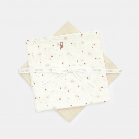 Obaibi Langes gaze de coton beige bebe mixte (lot de 2)