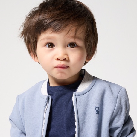 Obaibi Teddy zippe en molleton doux bleu bebe garcon